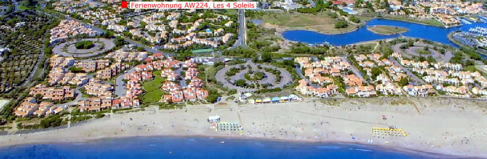 Schöne 2-Zimmerferienwohnung für 4 Personen in Cap d'Agde zu vermieten; grosse Terrasse, Parkplatz, 300 m zum Strand; Sandstrand auch ideal für Kleinkinder